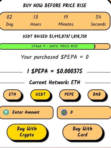 PepePawn Presale Reaches Stage 9