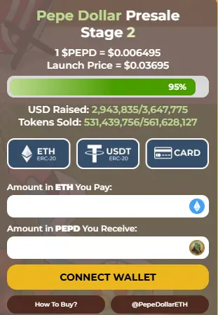 Pepe Dollar Presale Nears $2.9M