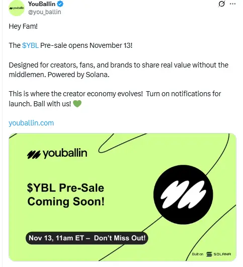 YouBallin ($YBL) Presale Launches